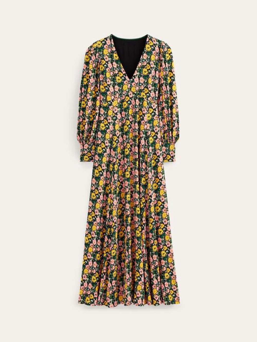 Boden 12 Floral Maxi Long Sleeve Tea Dress Boho Flowy Feminine Preppy V Neck - Picture 13 of 13